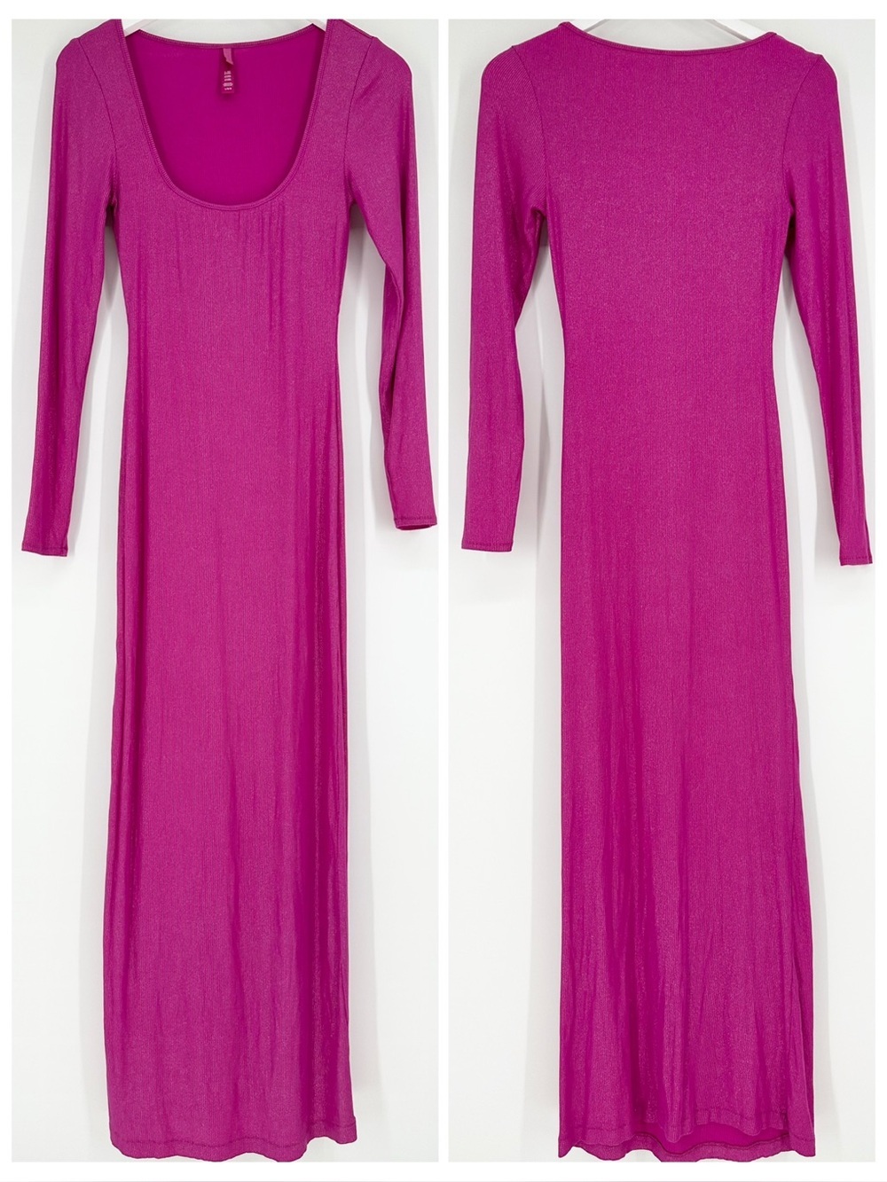 SKIMS RARE Soft Lounge Long Sleeve Maxi Dress Fuchsia Foil